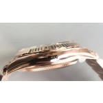 Sunday date display series women's watch, brown dial, rose gold bezel, 36mm, rose gold President-style bracelet.